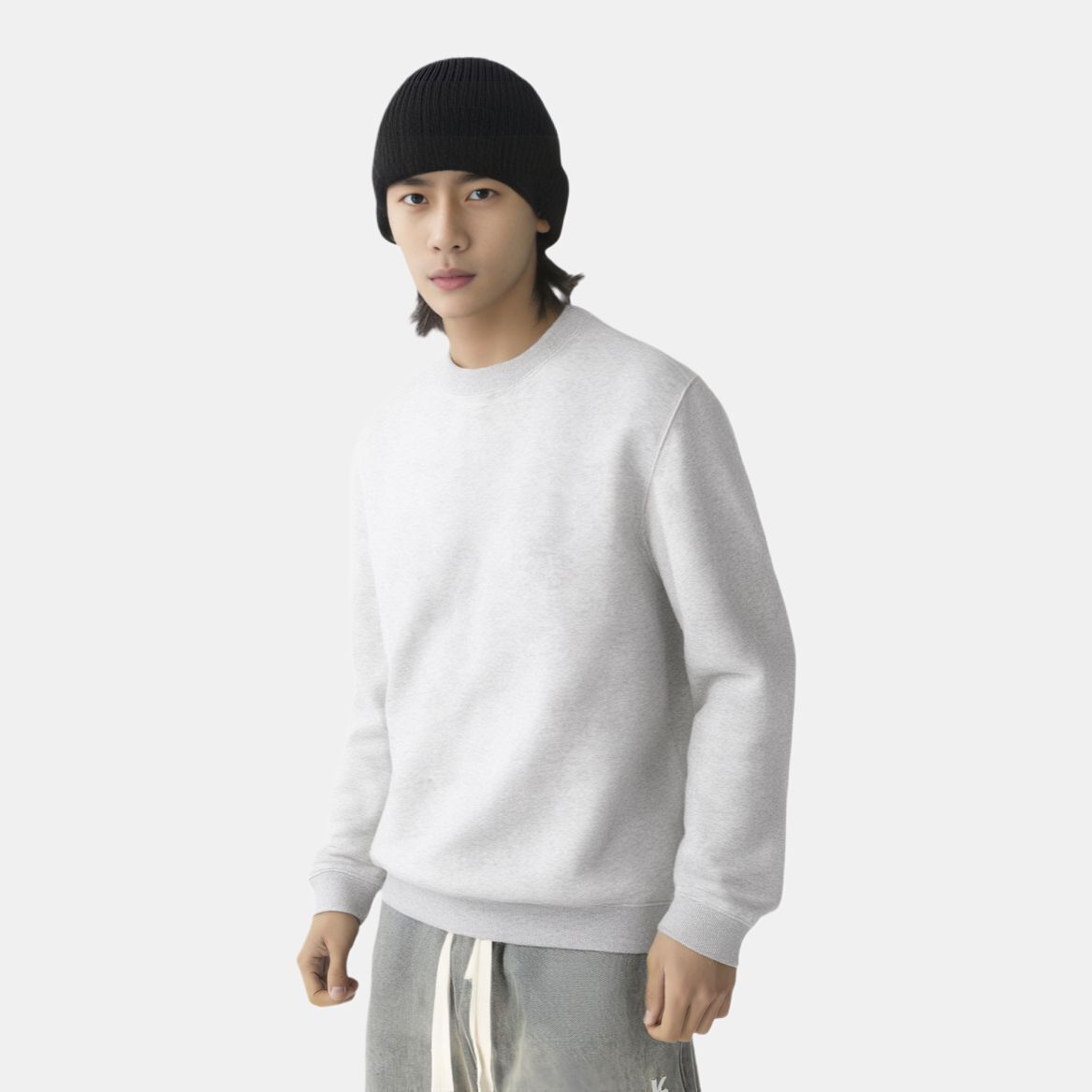 【代購】Skims MENS CLASSIC CREWNECK Sweatshirt Men's LIGHT HEATHER GREY/Light Gray PL-PLO-8028M-LHG