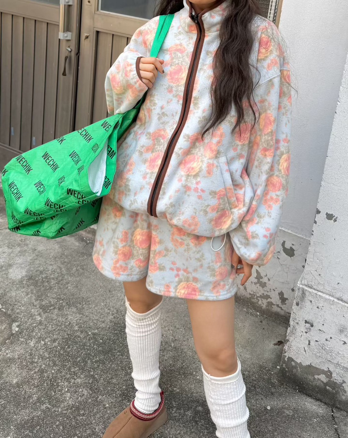 玫瑰花抓絨外套  短褲(分售)
