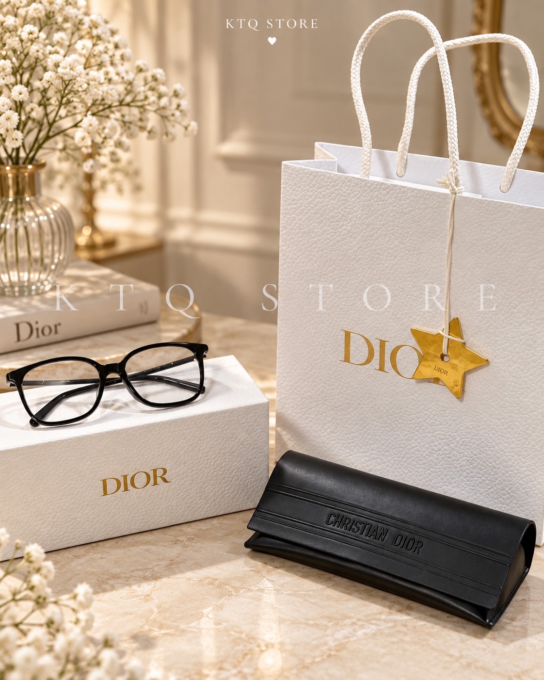 KTQ STORE ‧【可配度數】DIOR 迪奧 Logo 側標裝飾方形光學眼鏡 男女同款／情侶款MINI CD O S1l 1100