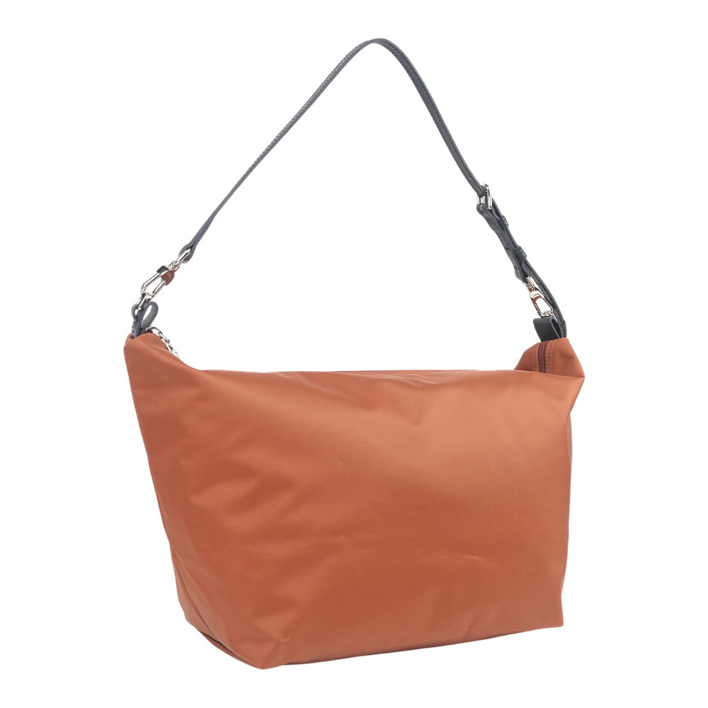 【Longchamp】Le Slouchy Hobo M 中款帆布肩背包(白蘭地酒色)