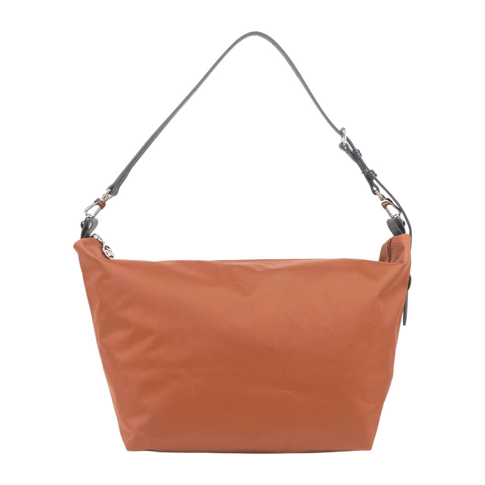 【Longchamp】Le Slouchy Hobo M 中款帆布肩背包(白蘭地酒色)