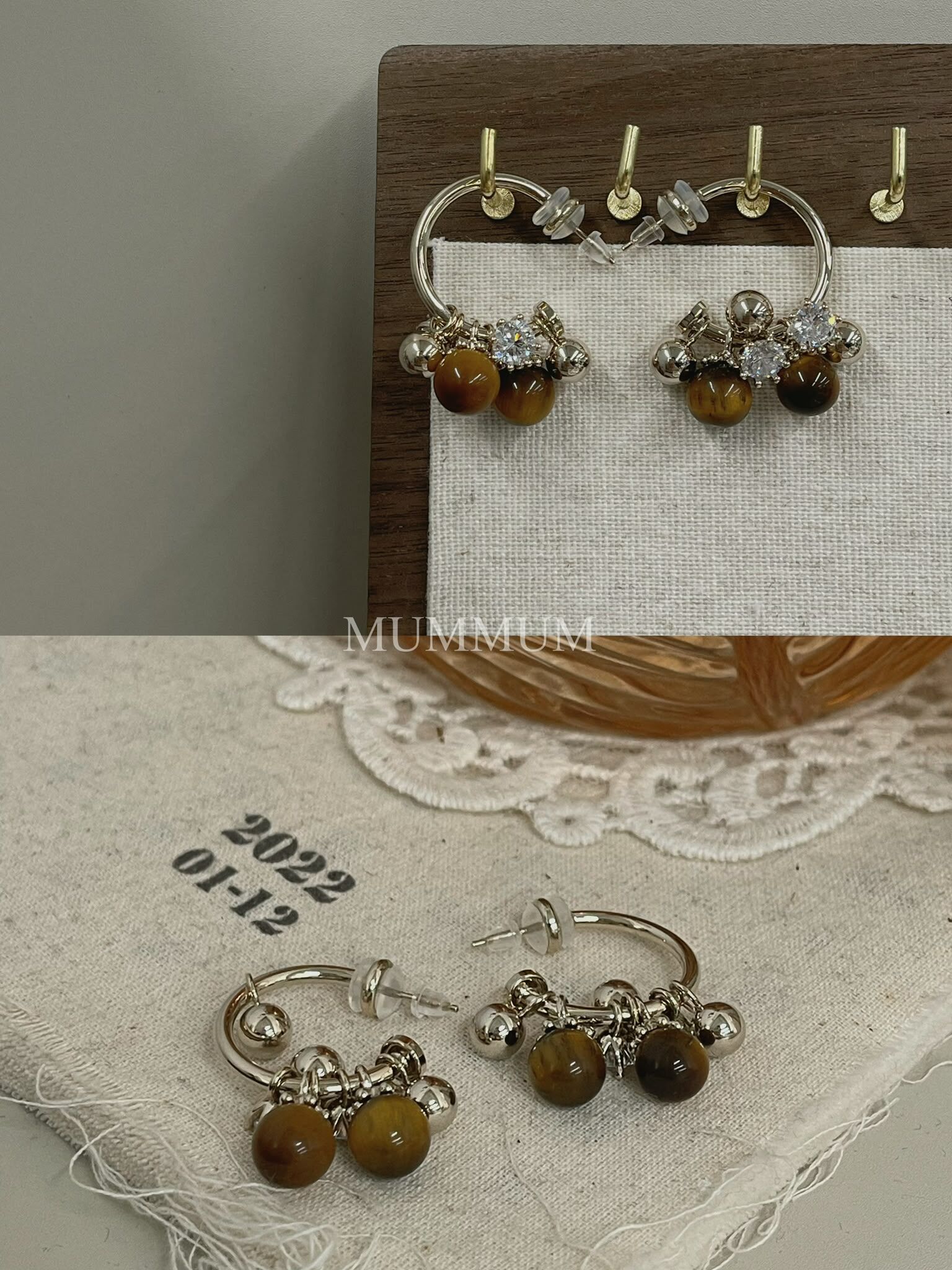 sl13549/虎眼珠珠吊墜耳環