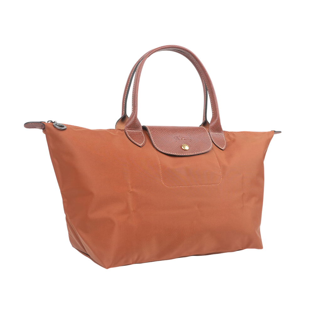【Longchamp】L號短把 Le Pliage 摺疊肩背包(白蘭地酒色)