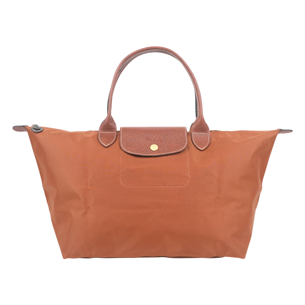 【Longchamp】L號短把 Le Pliage 摺疊肩背包(白蘭地酒色)