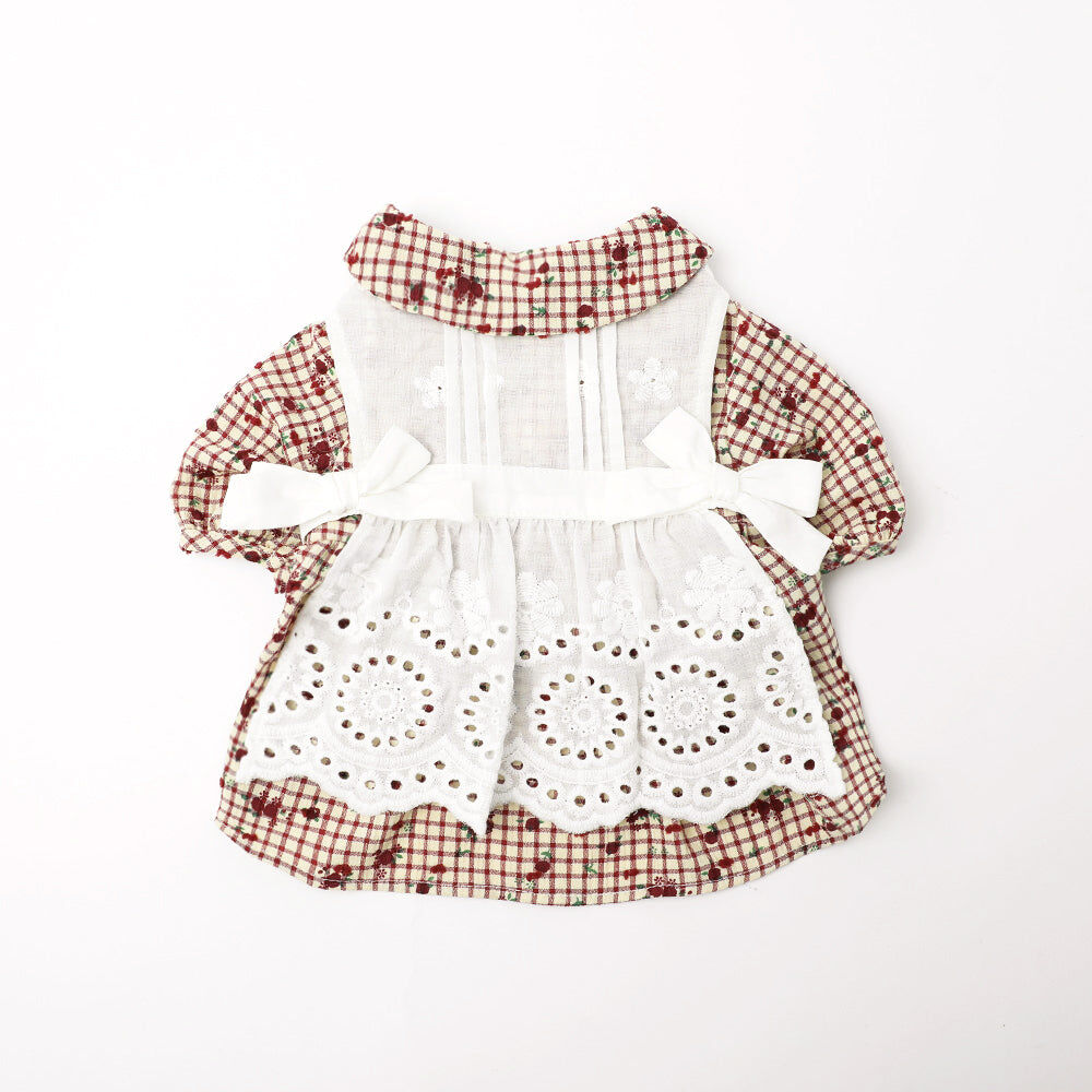 【Moncheri】Flower Check Apron Dress