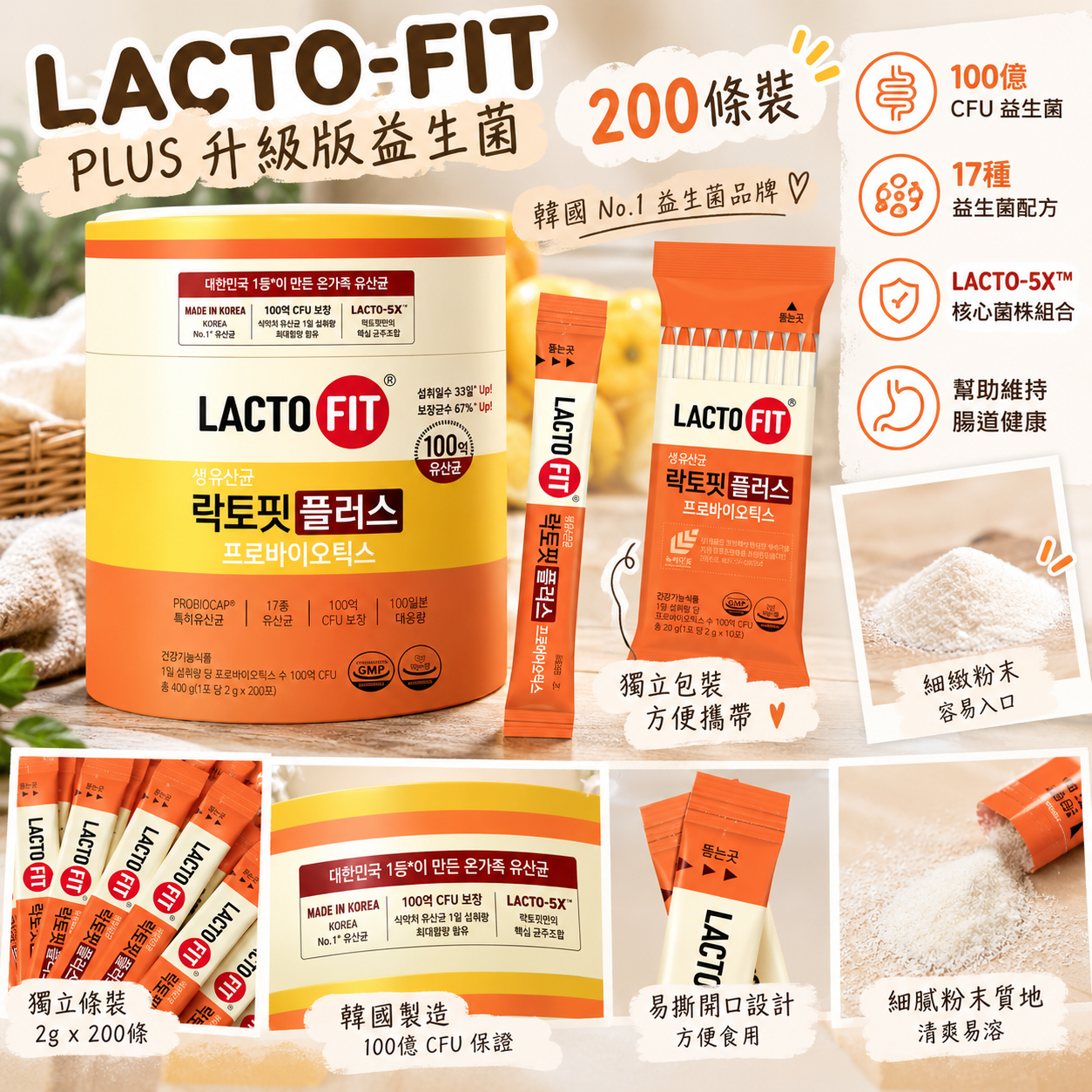 【預購】ZKR093009 LACTO-FIT PLUS 升級版益生菌 200條裝