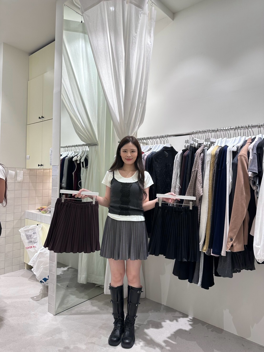 VR7208 垂墜感細百褶褲裙