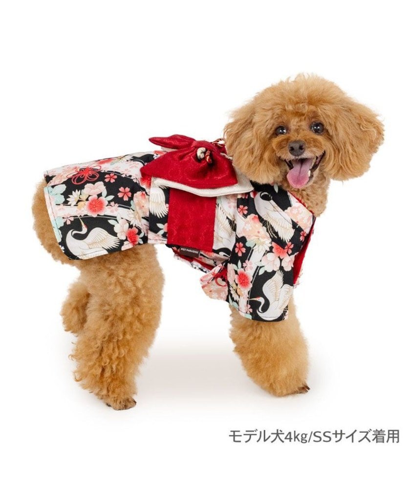 【Pet Paradise】Crane Blossom Kimono - Black × Red <687-66210>
