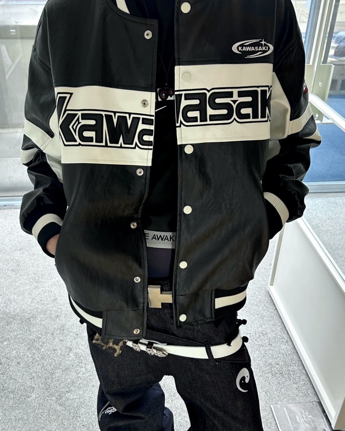 KAWASAKI 復古 美式 經典 賽車風 皮衣外套 兩色