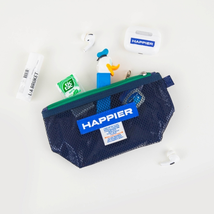 韓國 HAPPIER 多功能雙層收納袋 layer pouch 深藍-S