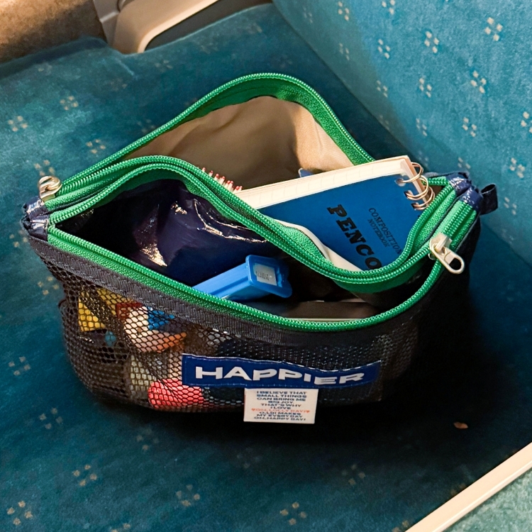 韓國 HAPPIER 多功能雙層收納袋 layer pouch 深藍-M