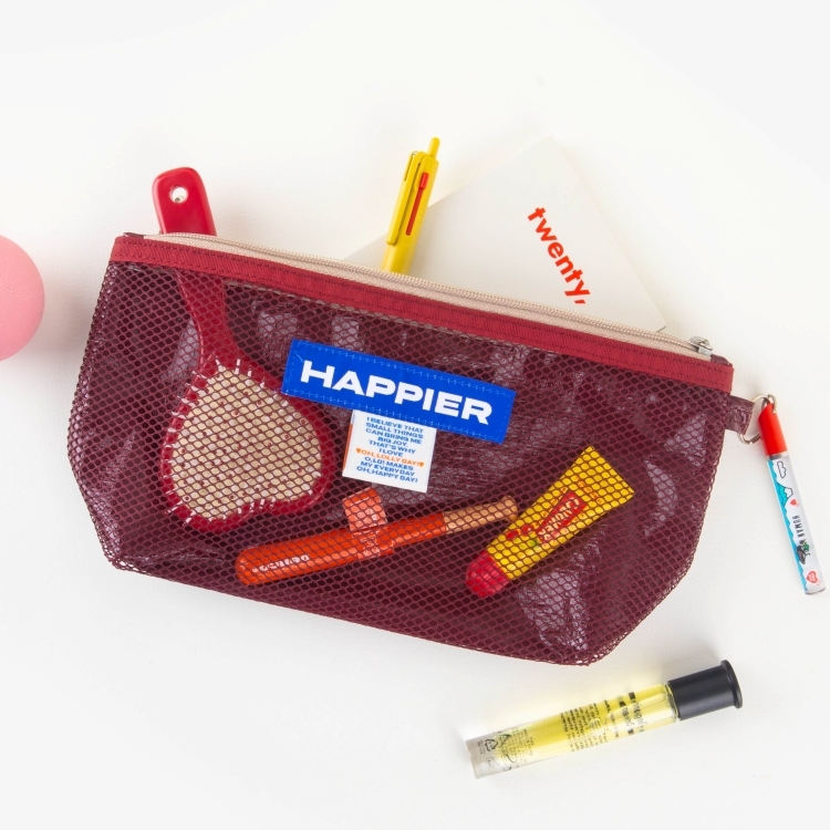 韓國 HAPPIER 多功能雙層收納袋 layer pouch 棗紅-M
