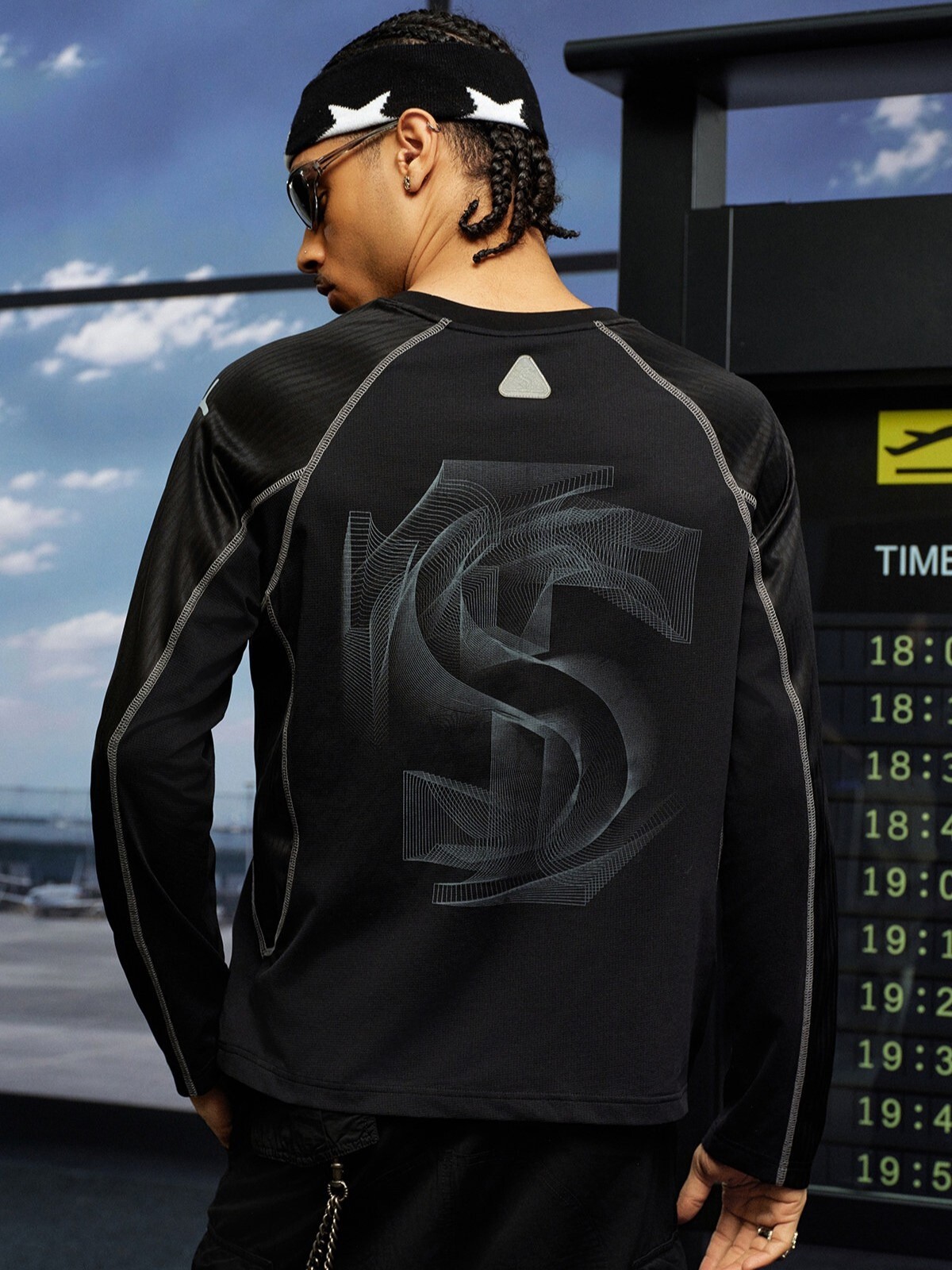 STK SmallTownKid 網眼撞色拼接 幻影線條Logo印花 運動速乾長袖T