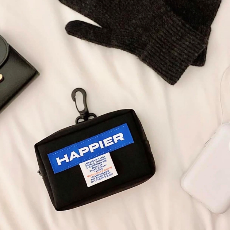韓國 HAPPIER 豆腐方塊小掛包 tofu pouch 黑色