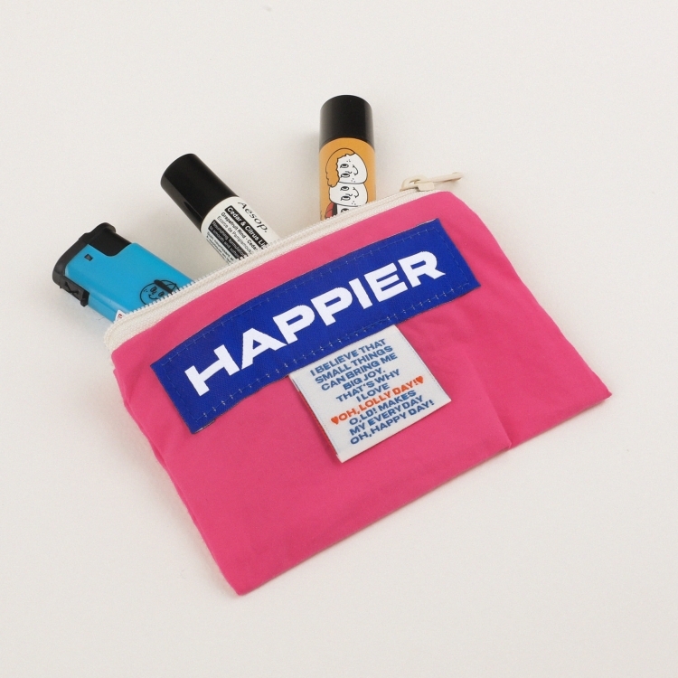 韓國 HAPPIER 彩色拉鏈收納袋 桃色-S