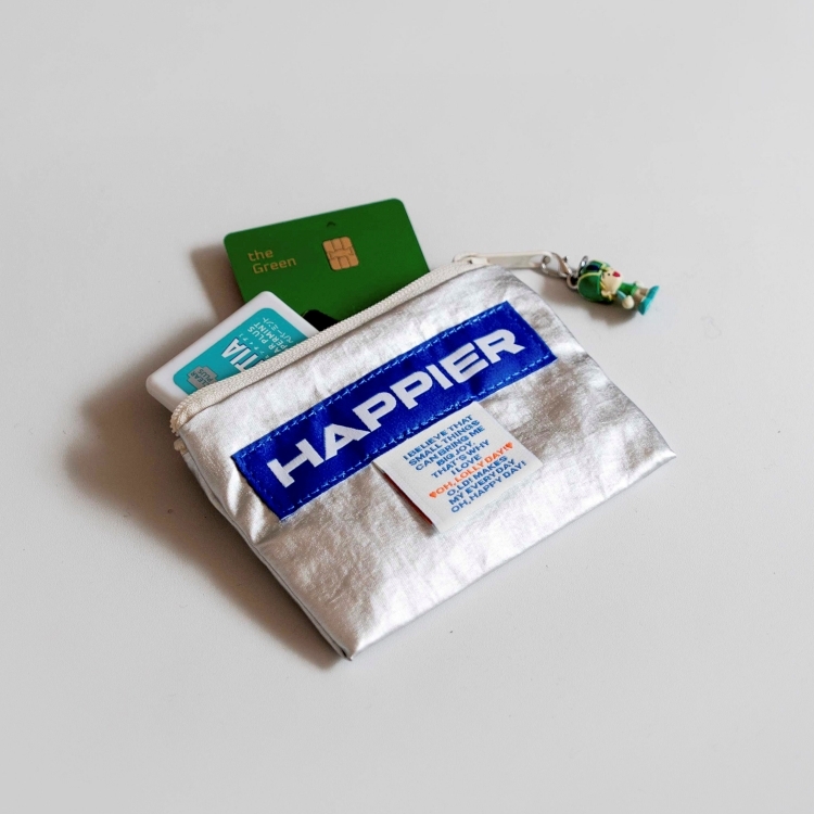 韓國 HAPPIER 彩色拉鏈收納袋 銀色-S