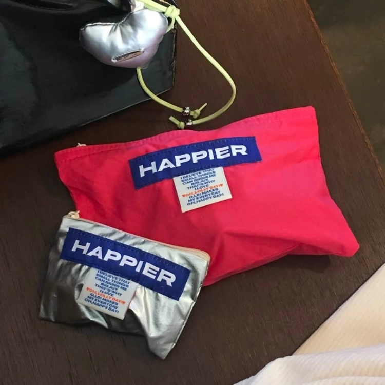 韓國 HAPPIER 彩色拉鏈收納袋 桃色-M