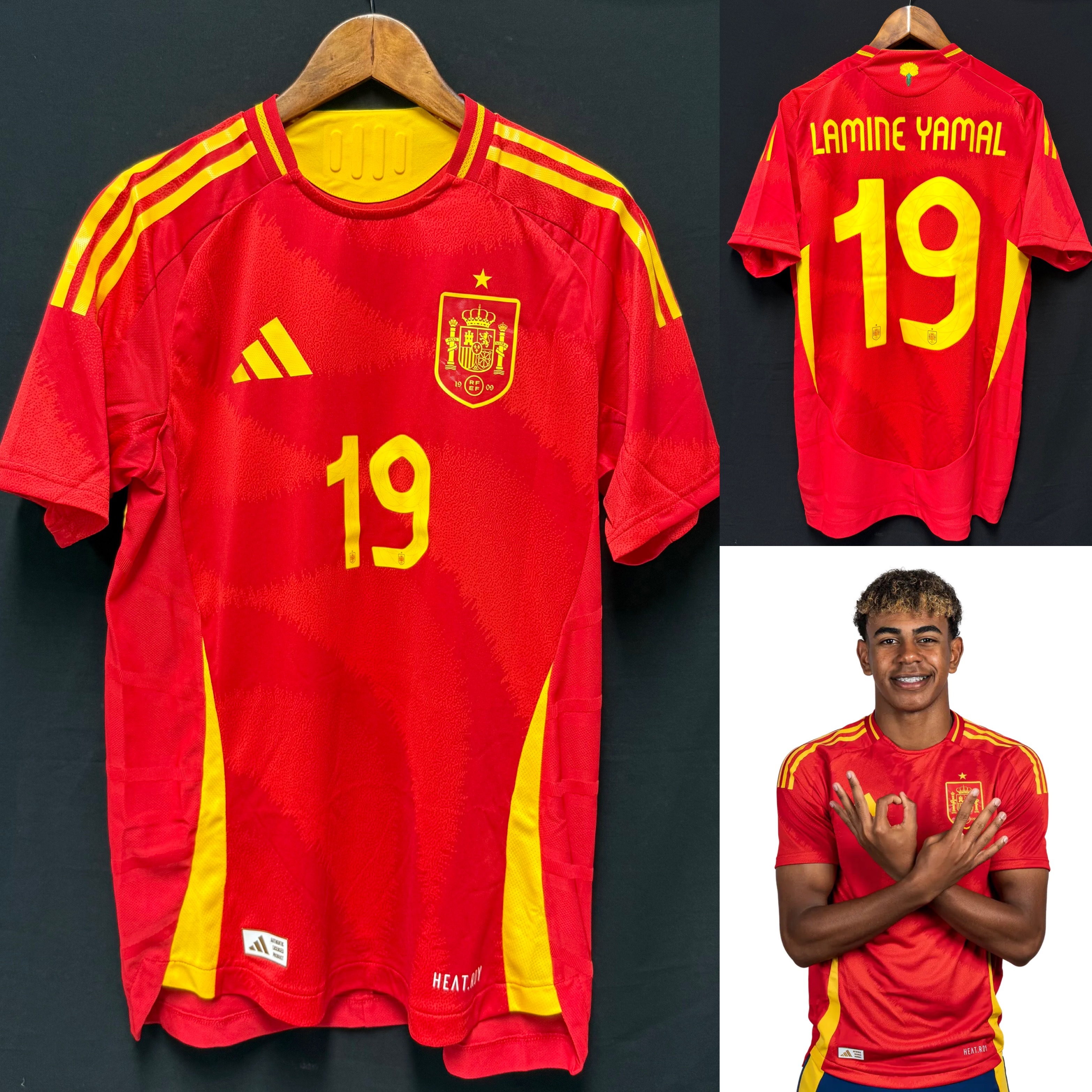 (BNWT) Spain 2024 Adidas Hone Authentic Player Shirt #19 LAMINE YAMAL