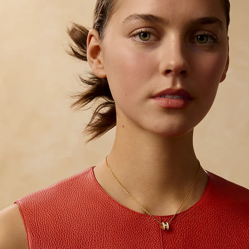 HERMES MINI POP H PENDANT BLANC F 頸鏈 白 金