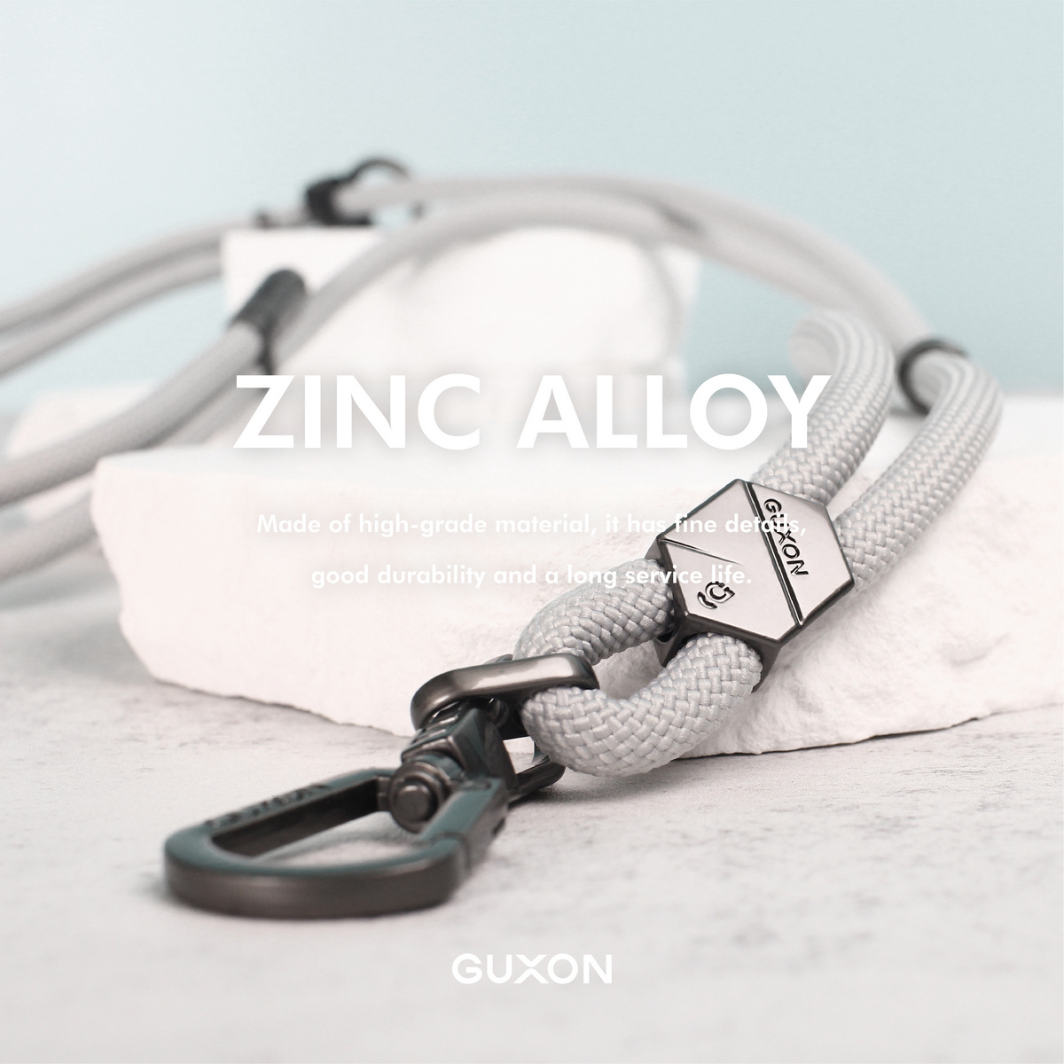 GUXON 6mm woven phone strap with metal clip, crossbody and wrist lengths