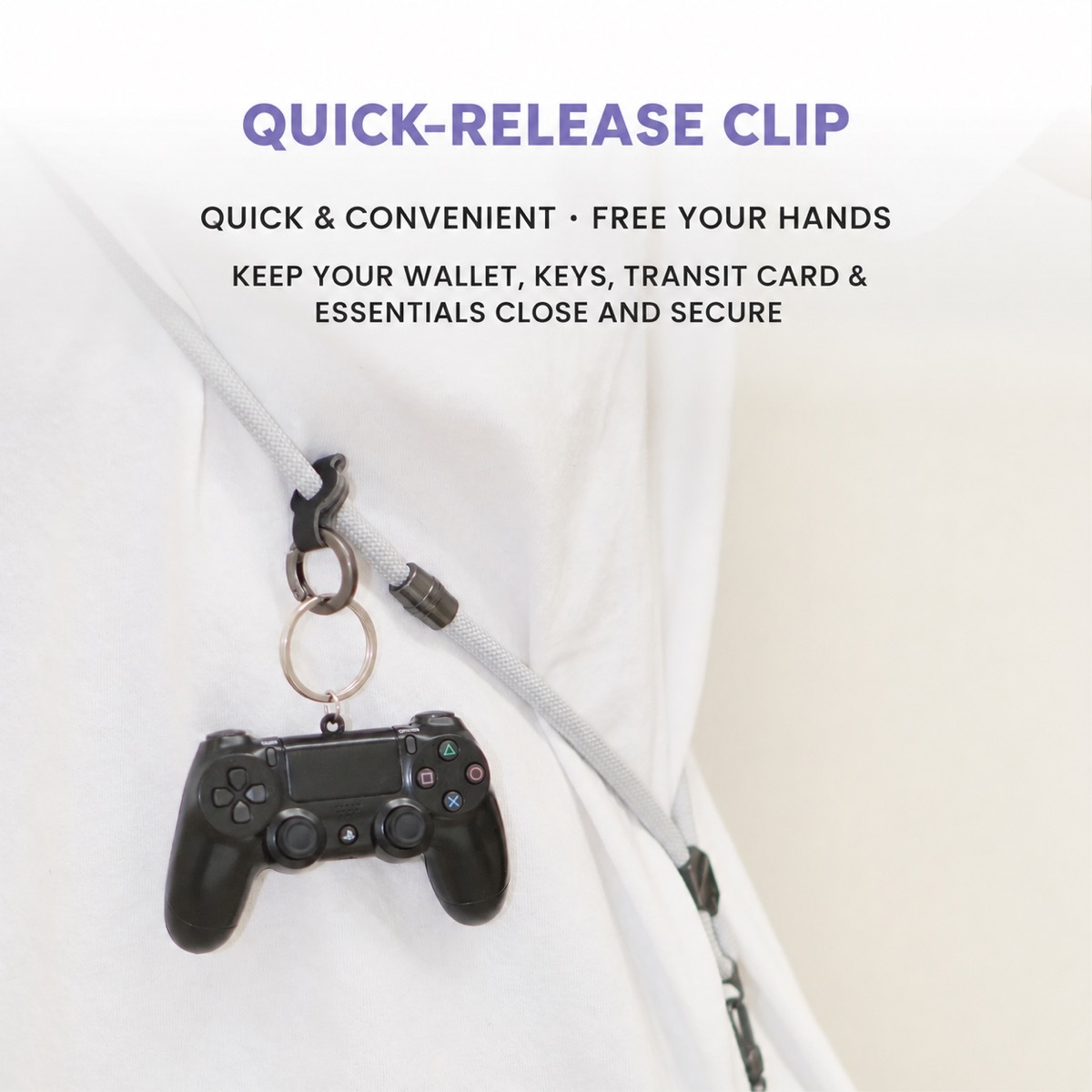 GUXON 6mm woven phone strap with metal clip, crossbody and wrist lengths
