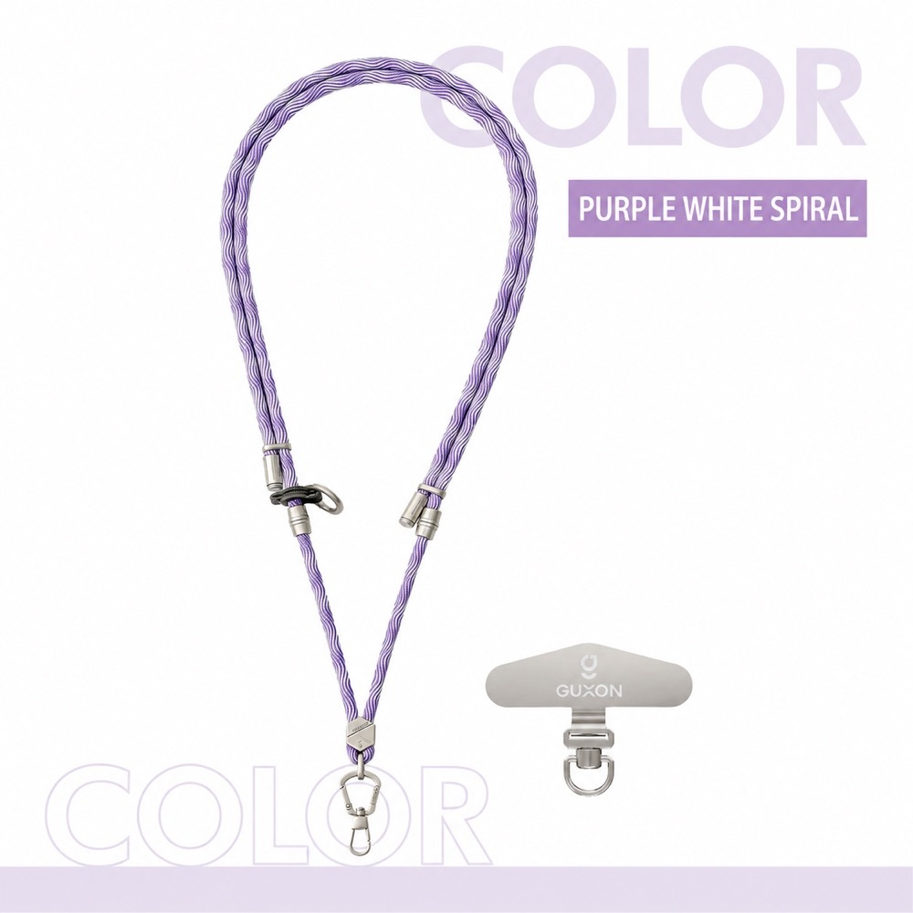 GUXON 6mm woven phone strap with metal clip, crossbody and wrist lengths