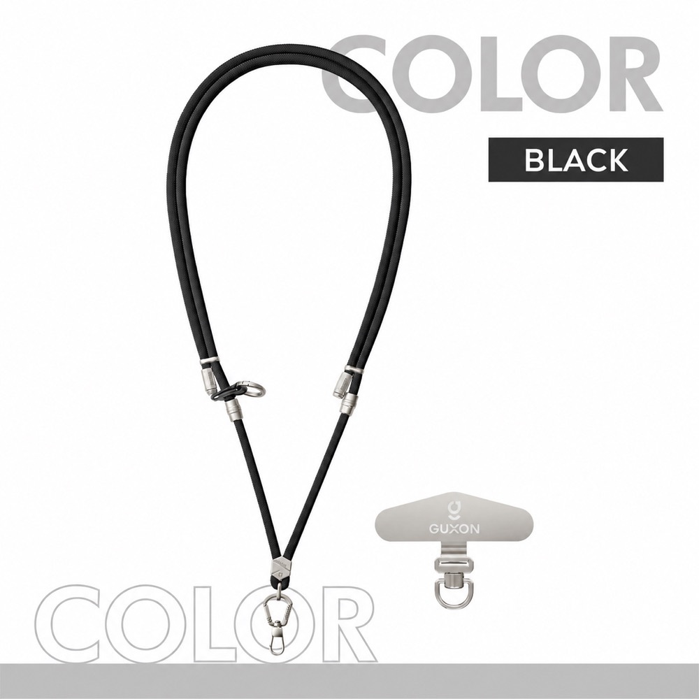 GUXON 6mm woven phone strap with metal clip, crossbody and wrist lengths