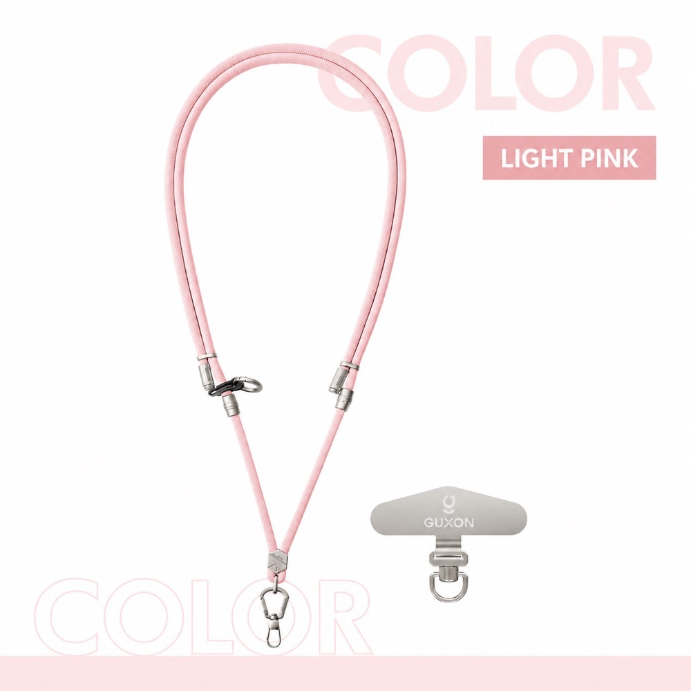 GUXON 6mm woven phone strap with metal clip, crossbody and wrist lengths