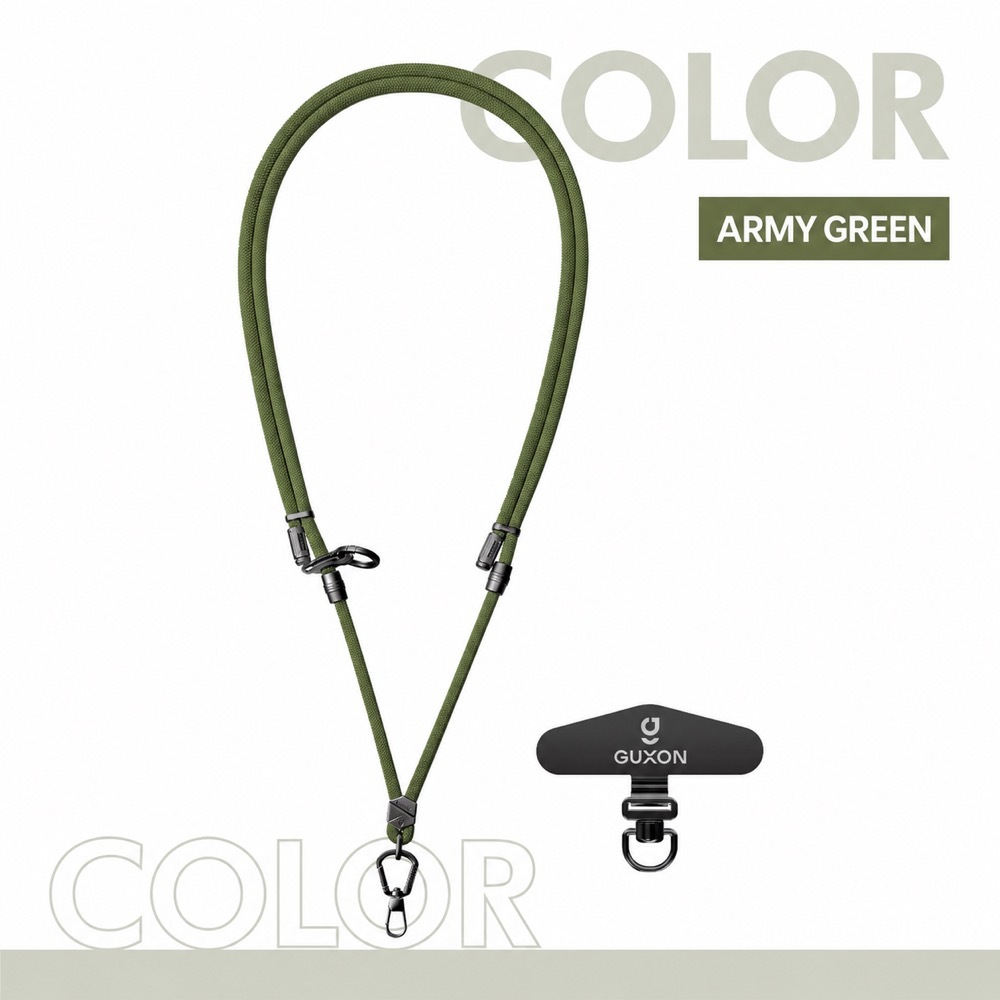 GUXON 6mm woven phone strap with metal clip, crossbody and wrist lengths