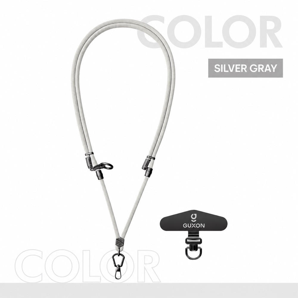 GUXON 6mm woven phone strap with metal clip, crossbody and wrist lengths