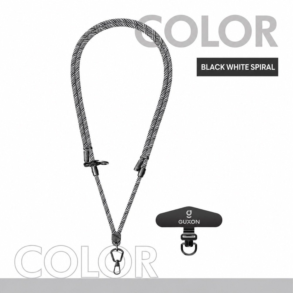 GUXON 6mm woven phone strap with metal clip, crossbody and wrist lengths