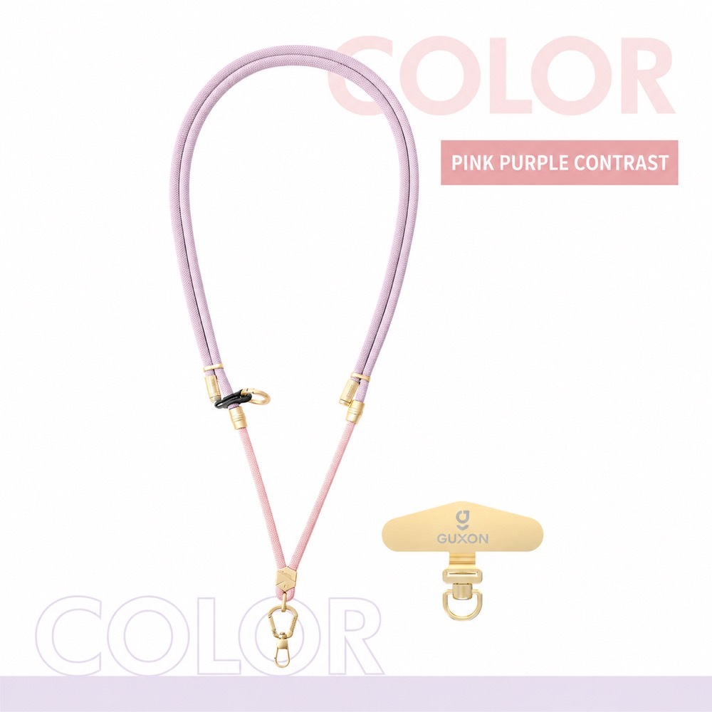 GUXON 6mm woven phone strap with metal clip, crossbody and wrist lengths