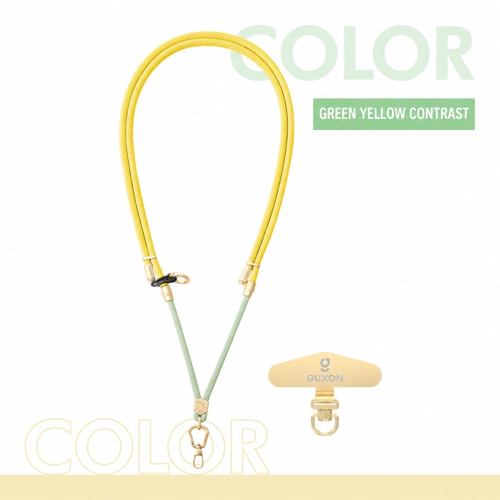 GUXON 6mm woven phone strap with metal clip, crossbody and wrist lengths