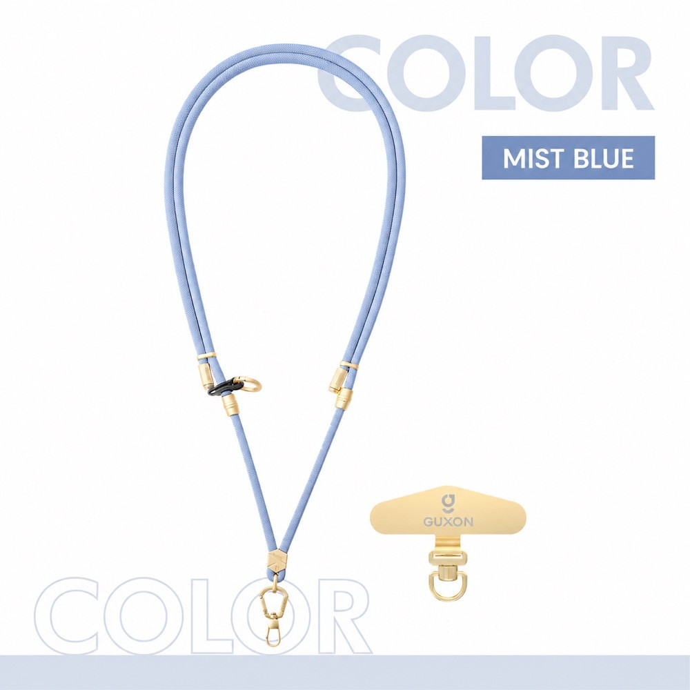 GUXON 6mm woven phone strap with metal clip, crossbody and wrist lengths