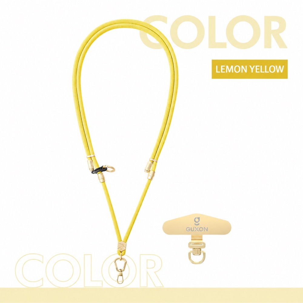 GUXON 6mm woven phone strap with metal clip, crossbody and wrist lengths