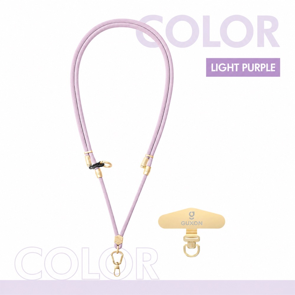 GUXON 6mm woven phone strap with metal clip, crossbody and wrist lengths