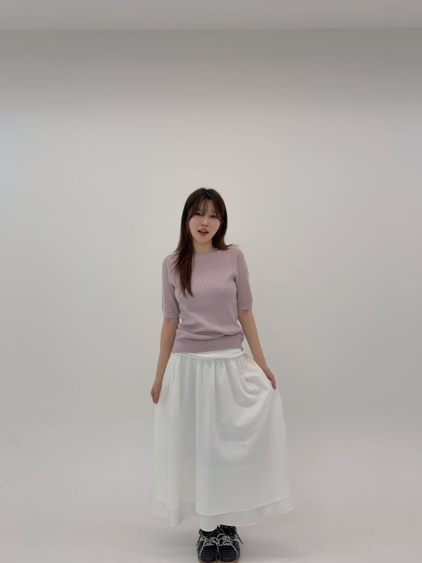 FP7218 漸層圓領短袖羊絨上衣
