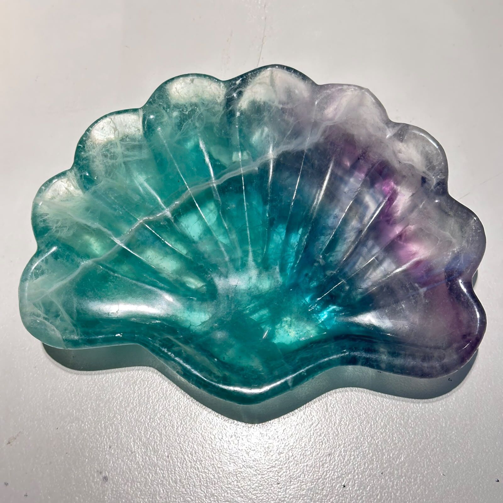 HKAG1001-039 [有冰裂] 螢石貝殼碟-大13x10cm (A39)