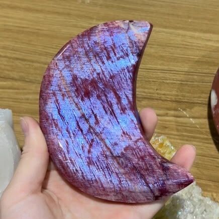 HKAG1001-046 紅月光月亮擺設連底座-大 12x6.5cm (A46)