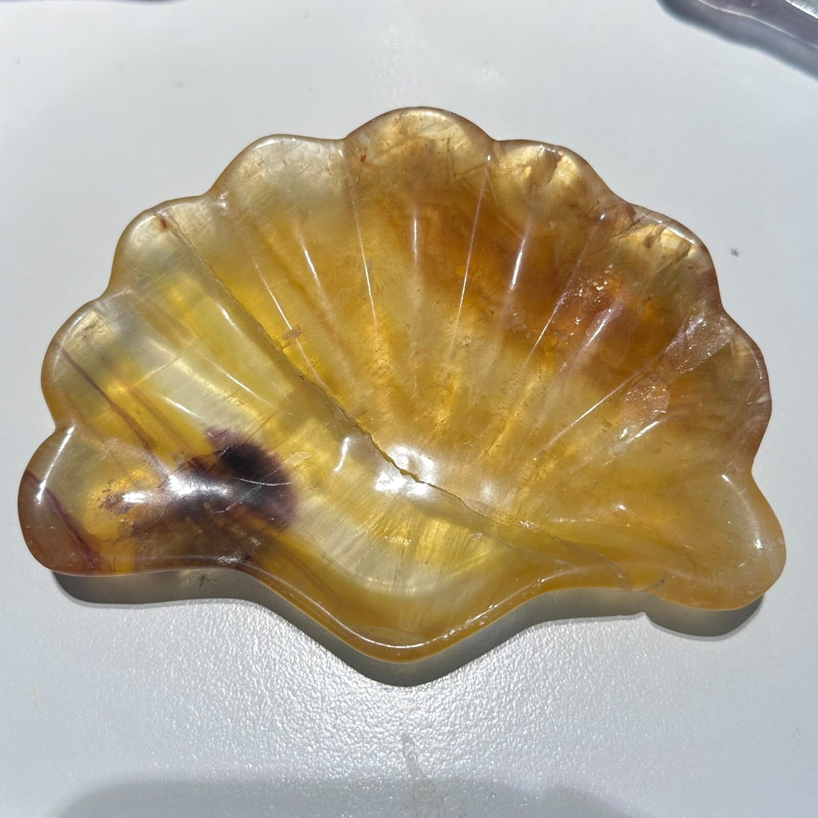 HKAG1001-050 [有冰裂] 螢石貝殼碟-中11x9 cm (A50)