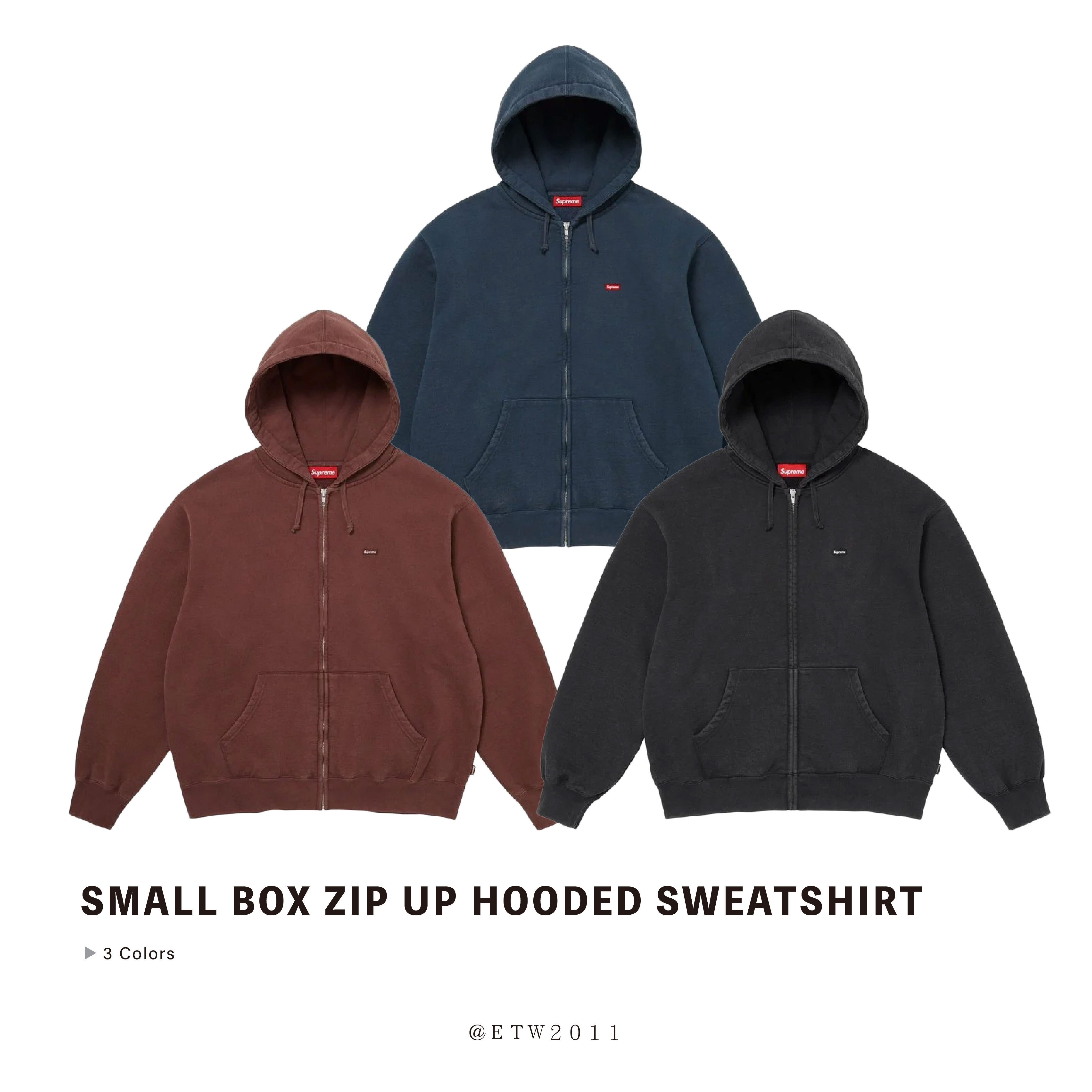 ☆ETW☆【EASY TO WEAR】Supreme Small Box Zip Up Hooded Sweatshirt  拉鍊 外套 刺繡 秋冬