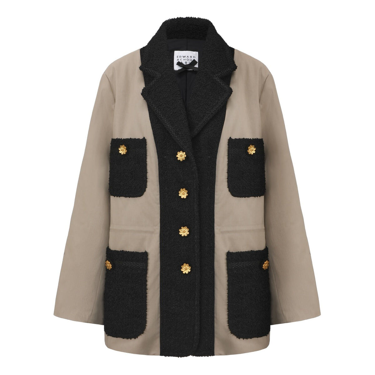 1EA1010-117 [EDWARD ACHOUR] Classic Coat Beige/Black #110211/1119/67 (EU)