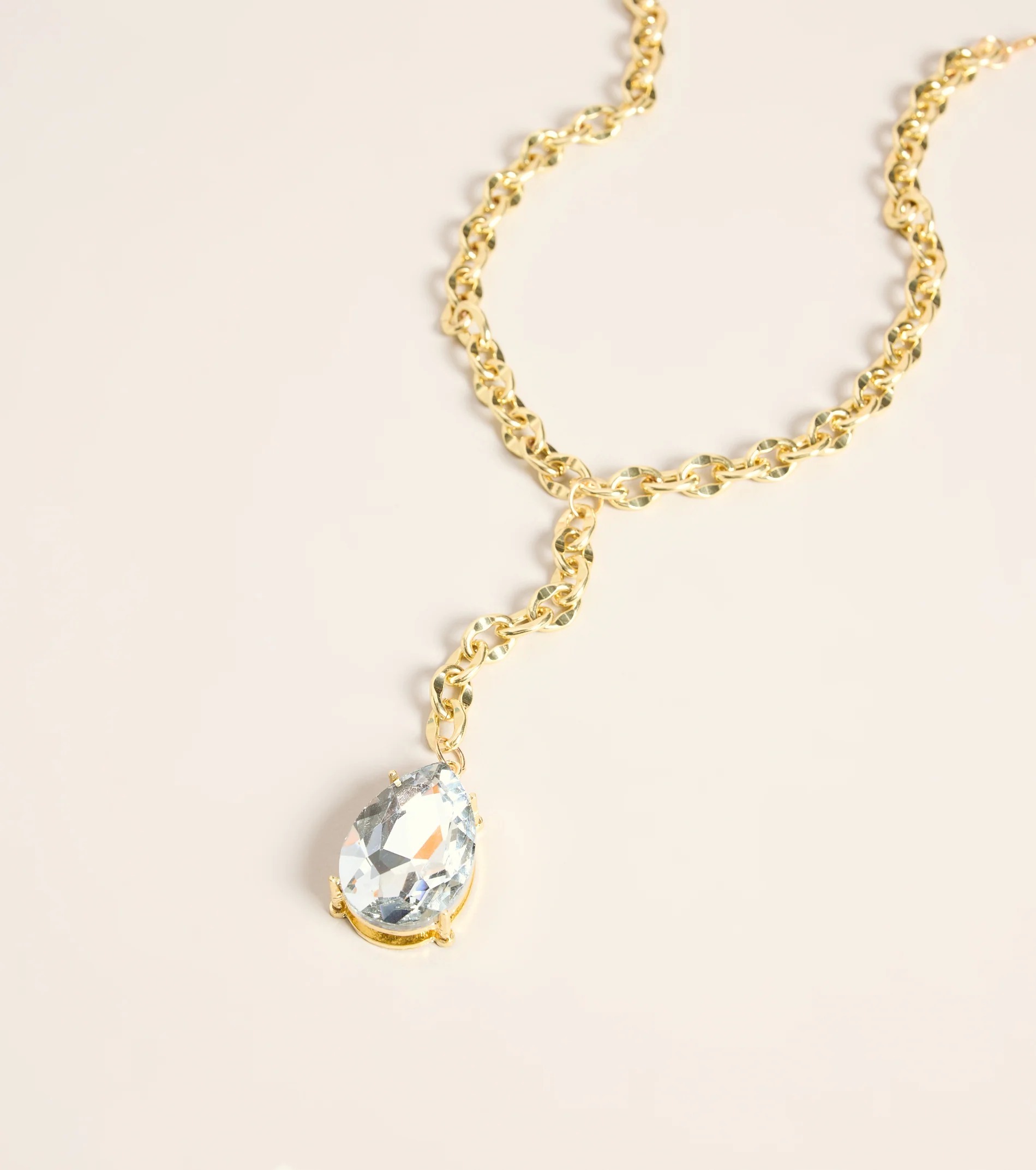 Lux Gold金色寶石飾Y字項鍊