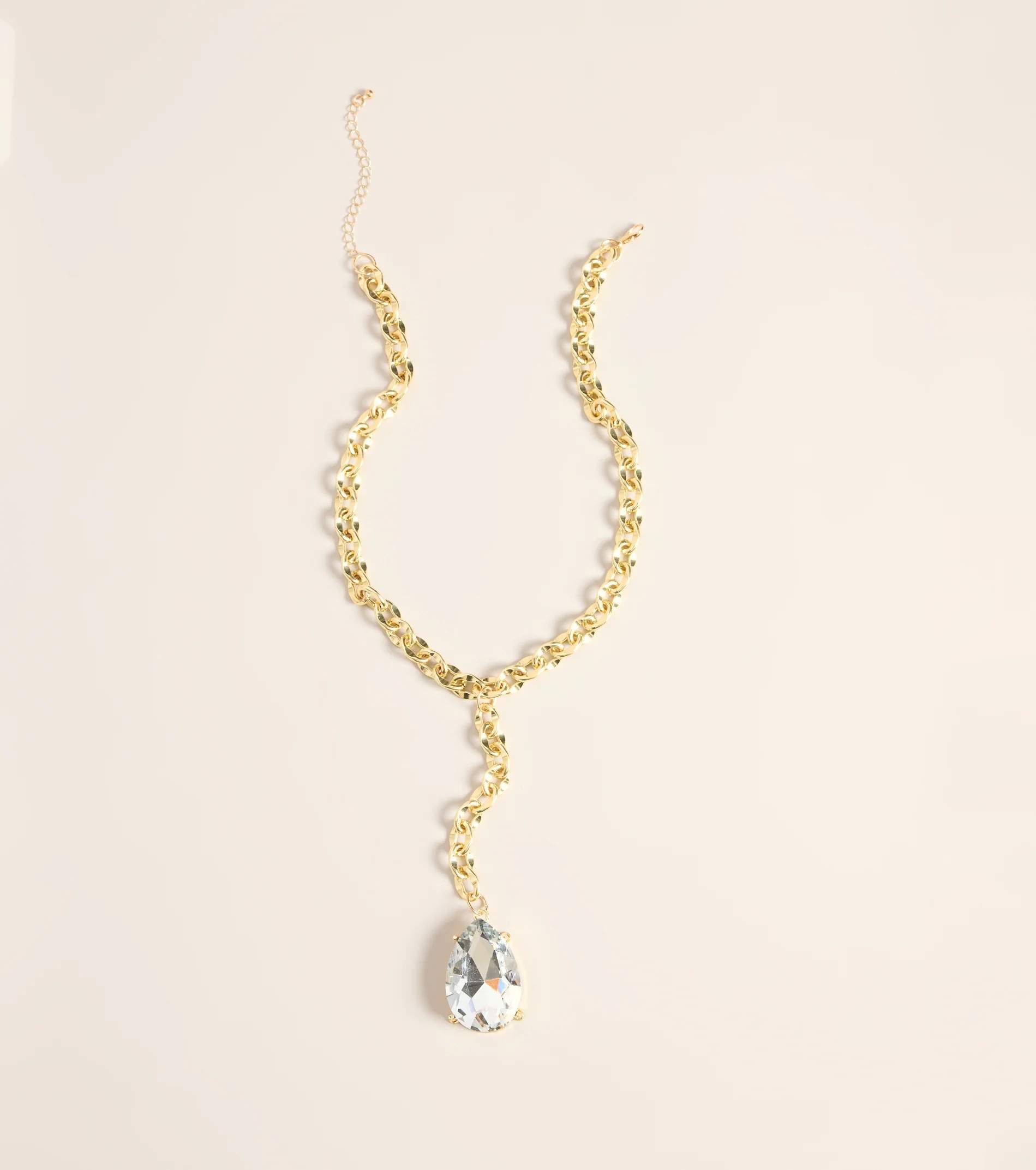 Lux Gold金色寶石飾Y字項鍊