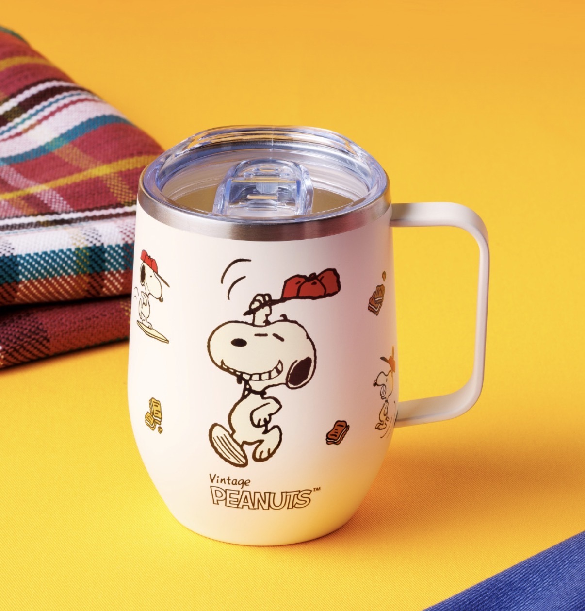 【期間限定】JP Sugar Butter x Snoopy 附蓋不鏽鋼耳仔杯 米色 5201 TK261001