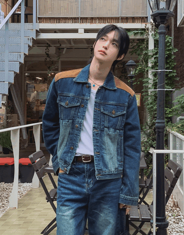 Corduroy-panelled denim jacket