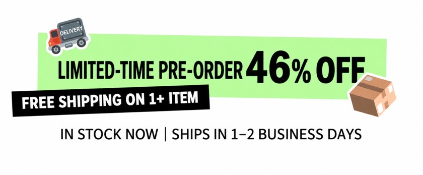 Cube solid-state dual-cable power bank limited pre-order banner, noting stock has arrived and ships 1 to 2 days after ordering