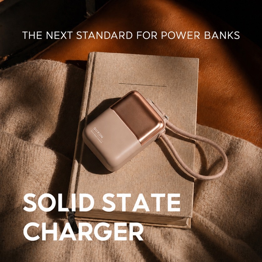 Cube solid-state dual-cable power bank in milk tea, the new benchmark SOLID STATE CHARGER