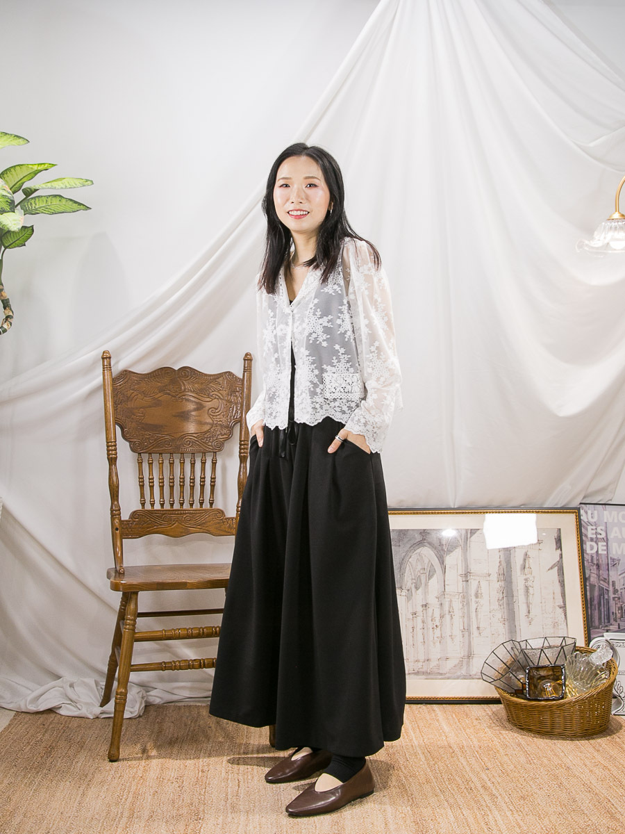 【2/10-4/10 限時優惠】全開胸扣鈕．通花刺繡 網布TOP