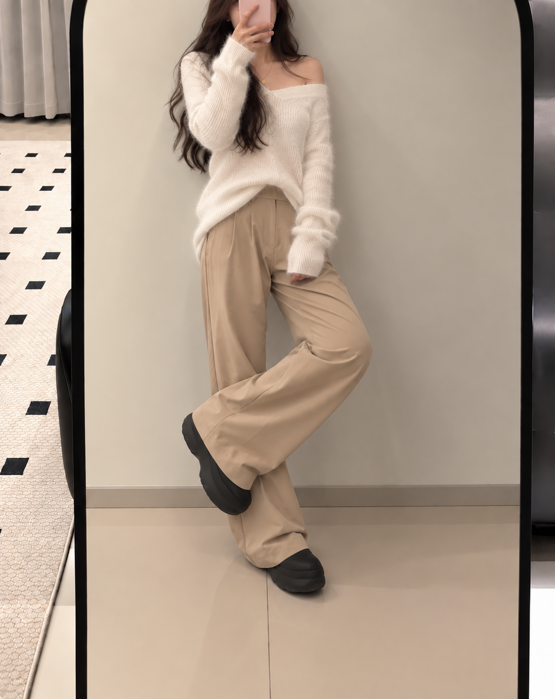 <小資族的NIKE衣櫥👗>NIKE 女 運動棉長褲 AS W NK DF BLISS TROUSER -FQ2167 黑/米